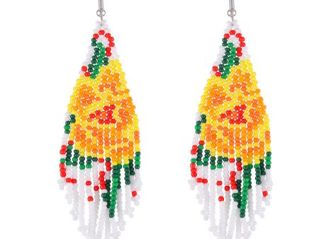 Yellow Howlite & Silver-Plated Beaded Drop Earrings For Discount