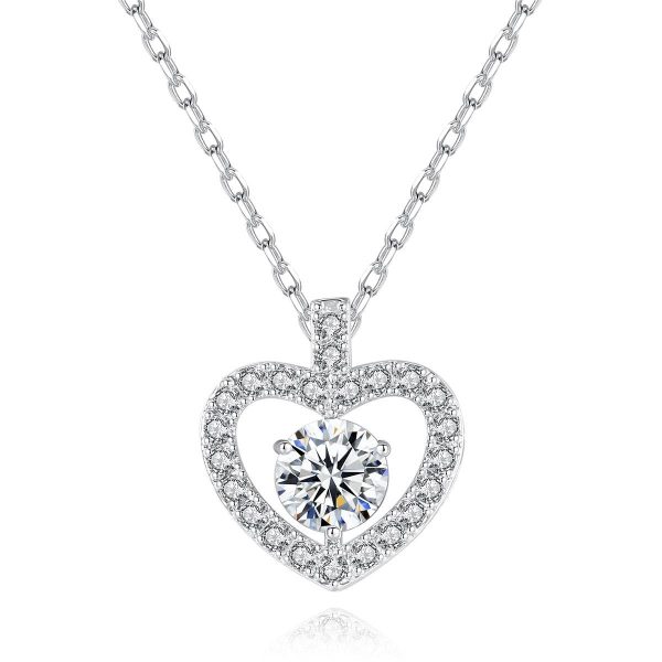 Crystal & Cubic Zirconia Openwork Heart Pendant Necklace Fashion