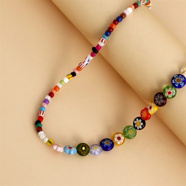 Vibrant Howlite & Vibrant Floral Beaded Necklace Sale