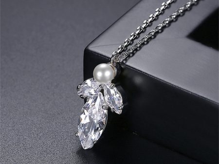 Marquise Crystal & Pearl Silver-Plated Pendant Necklace Online Hot Sale