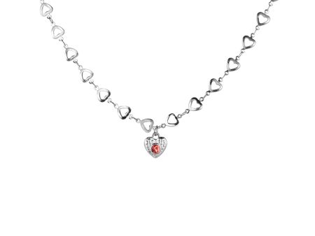 Cubic Zirconia & Silver-Plated Heart Chain Pendant Necklace Online now