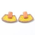 Yellow Raffia & Wood Ladder Drop Earrings Supply