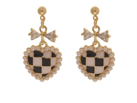 Black Enamel & Pearl 18K Gold-Plated Crystal-Accent Bow Heart Drop Earrings Online Sale