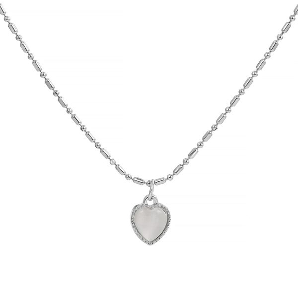 Moonstone & Silver-Plated Heart Pendant Necklace Hot on Sale