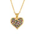 Jewel-Tone Cubic Zirconia & 18K Gold-Plated Heart Pendant Necklace Hot on Sale