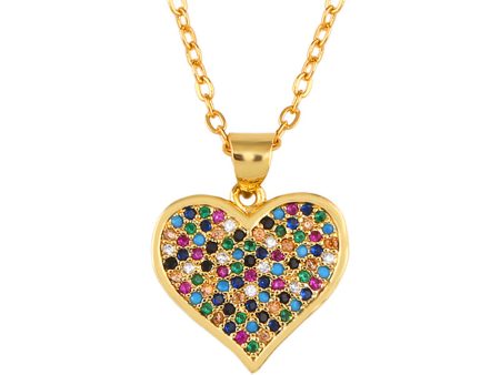 Jewel-Tone Cubic Zirconia & 18K Gold-Plated Heart Pendant Necklace Hot on Sale