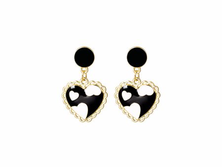 Black Enamel & 18K Gold-Plated Heart Drop Earrings Online Sale