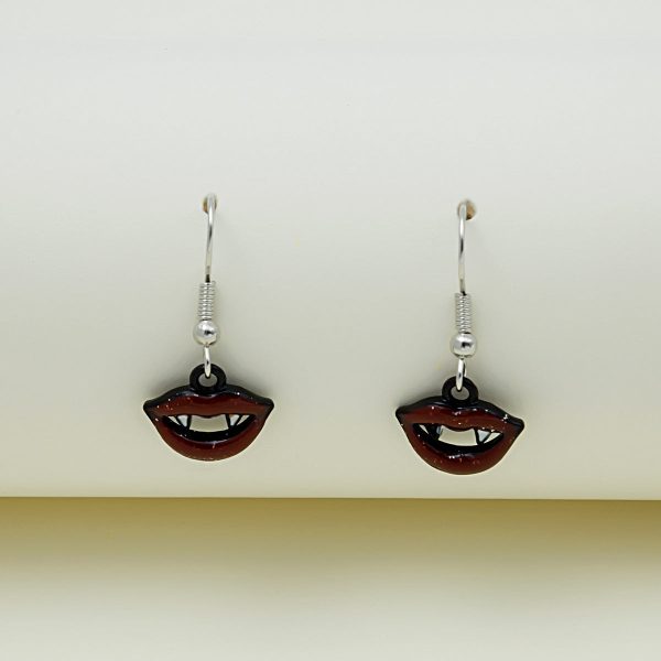 Red & Black Vampire Fangs Drop Earrings Online Hot Sale