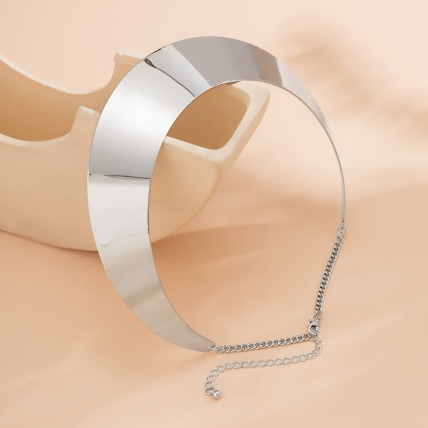 Silver-Plated Thick Choker Necklace For Sale