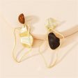 Black Enamel & 18K Gold-Plated Abstract Mismatched Drop Earrings Fashion