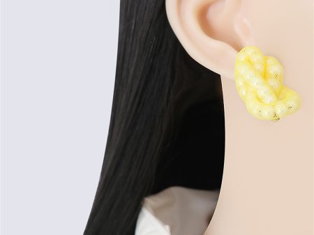 Yellow Pearl Knot Stud Earrings Fashion