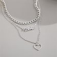 Silver-Plated  Love  Heart Pendant Layered Pendant Necklace on Sale