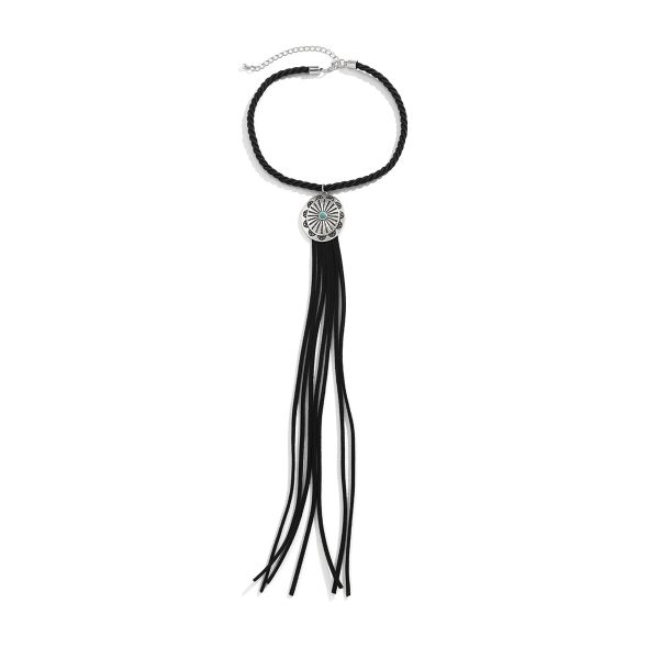 Turquoise & Black Tassel Choker Necklace For Discount