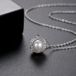 Pearl & Cubic Zirconia Silver-Plated Round Pendant Necklace Discount