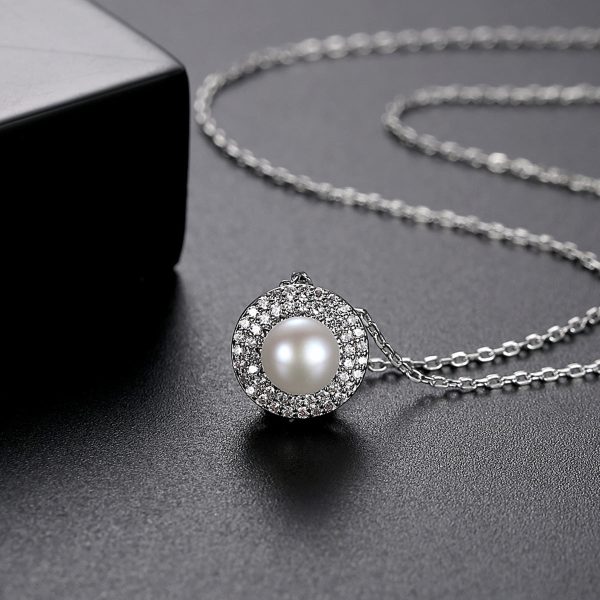 Pearl & Cubic Zirconia Silver-Plated Round Pendant Necklace Discount