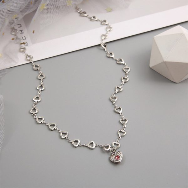 Cubic Zirconia & Silver-Plated Heart Chain Pendant Necklace Online now