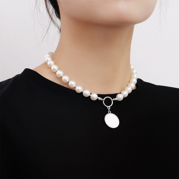 Pearl & White Shell Silver-Plated Round Pendant Necklace Online now