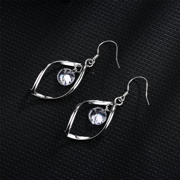 Cubic Zirconia & Silver-Plated Twisted Drop Earrings For Cheap