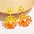 Yellow Enamel & Pearl Abstract Botanical Drop Earrings Cheap