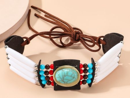 White & Turquoise Boho-Style Choker Necklace Online Hot Sale