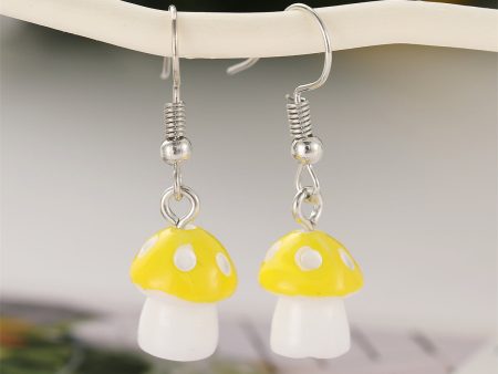 Yellow Resin & Silver-Plated Dot Mushroom Drop Earrings Online