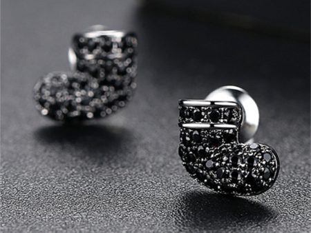 Black Cubic Zirconia & Silver-Plated Stocking Stud Earrings Online Hot Sale