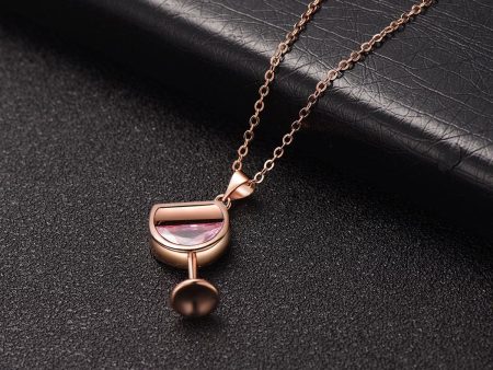 Pink Crystal & 18K Rose Gold-Plated Wine Cup Pendant Necklace Online Sale