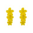 Yellow Enamel & Silver-Plated Linked Flower Drop Earrings Online