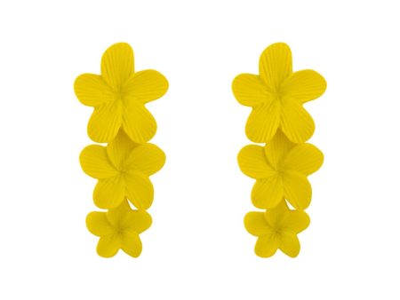 Yellow Enamel & Silver-Plated Linked Flower Drop Earrings Online