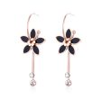 Black Cubic Zirconia & 18K Rose Gold-Plated Flower Drop Earrings Discount