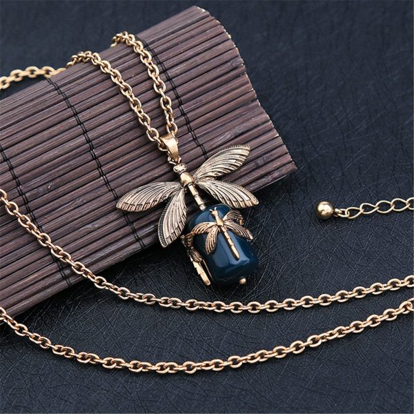 Green & 18K Gold-Plated Dragonfly Pendant Necklace Fashion