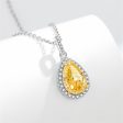 Yellow Crystal & Cubic Zirconia Drop Pendant Necklace Discount