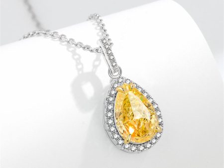 Yellow Crystal & Cubic Zirconia Drop Pendant Necklace Discount