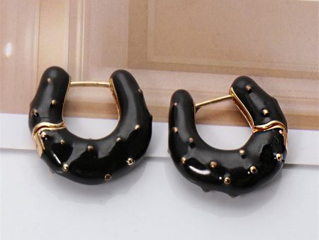 Black Enamel & 18K Gold-Plated Huggie Earrings Online Hot Sale