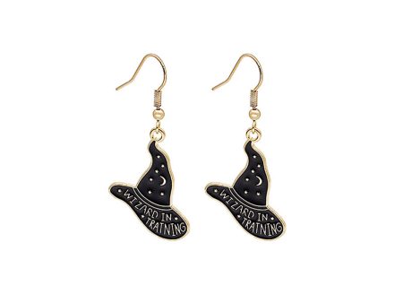 Black Enamel & 18K Gold-Plated  Wizard In Training  Drop Earrings Sale