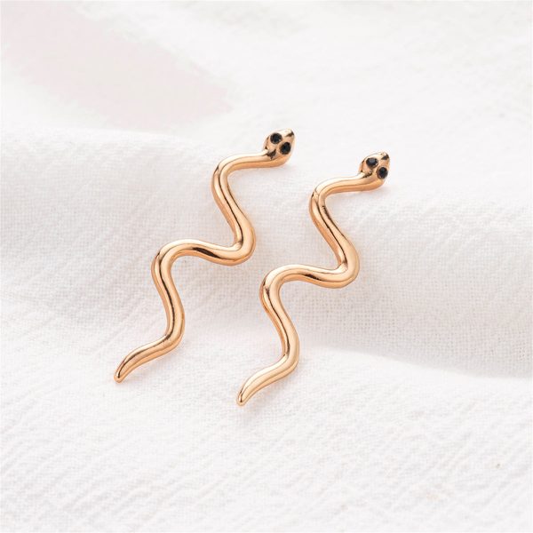 Black Cubic Zirconia & 18K Gold-Plated Snake Drop Earrings on Sale