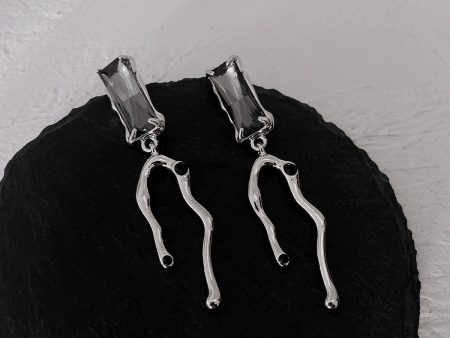 Black Crystal & Silver-Plated Branch Drop Earrings Online Sale