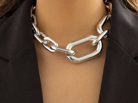 Silver-Plated Cable Chain Big Link Necklace Fashion