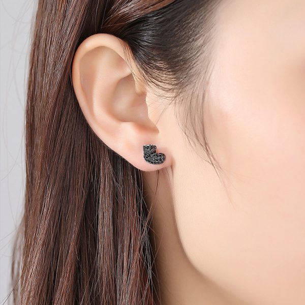 Black Cubic Zirconia & Silver-Plated Stocking Stud Earrings Online Hot Sale