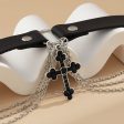 Cubic Zirconia & Polystyrene Silver-Plated Cross Layered Choker Online Hot Sale