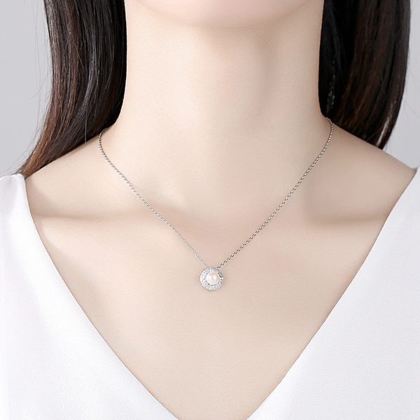 Pearl & Cubic Zirconia Silver-Plated Round Pendant Necklace Discount