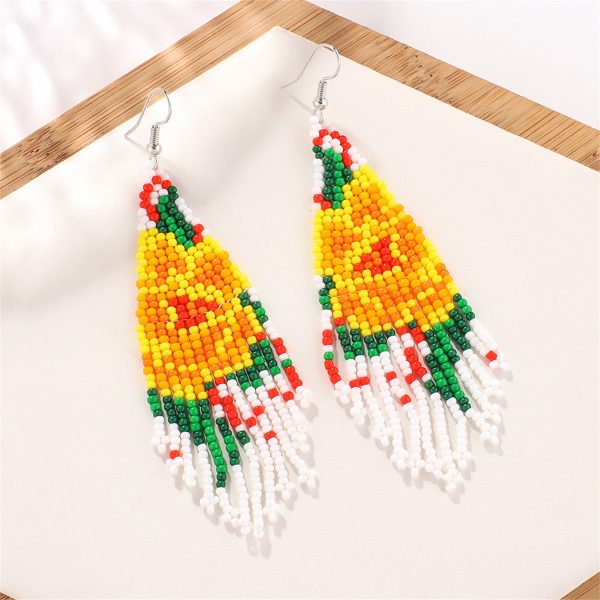 Yellow Howlite & Silver-Plated Beaded Drop Earrings For Discount