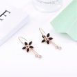 Black Cubic Zirconia & 18K Rose Gold-Plated Flower Drop Earrings Discount