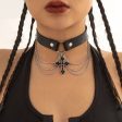 Cubic Zirconia & Polystyrene Silver-Plated Cross Layered Choker Online Hot Sale