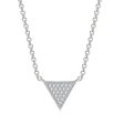 Cubic Zirconia & Silver-Plated Triangle Pendant Necklace For Sale