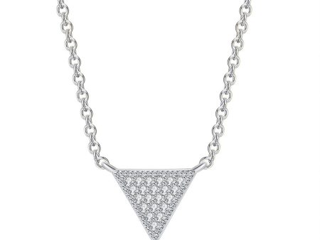 Cubic Zirconia & Silver-Plated Triangle Pendant Necklace For Sale