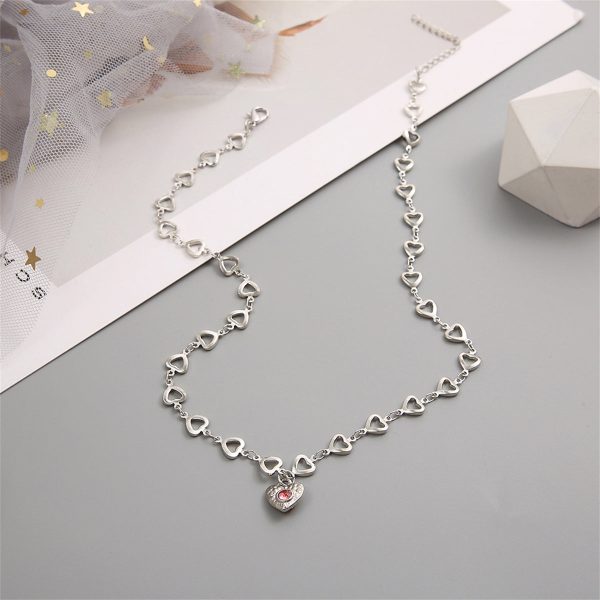 Cubic Zirconia & Silver-Plated Heart Chain Pendant Necklace Online now