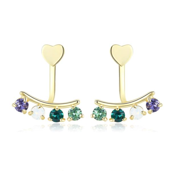 Green & Purple Cubic Zirconia Heart Ear Jackets Online Sale