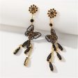 Black Cubic Zirconia & Black Crystal Butterfly Tassel Drop Earrings Sale