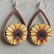 Yellow Wood Sunflower Drop Earrings Hot on Sale